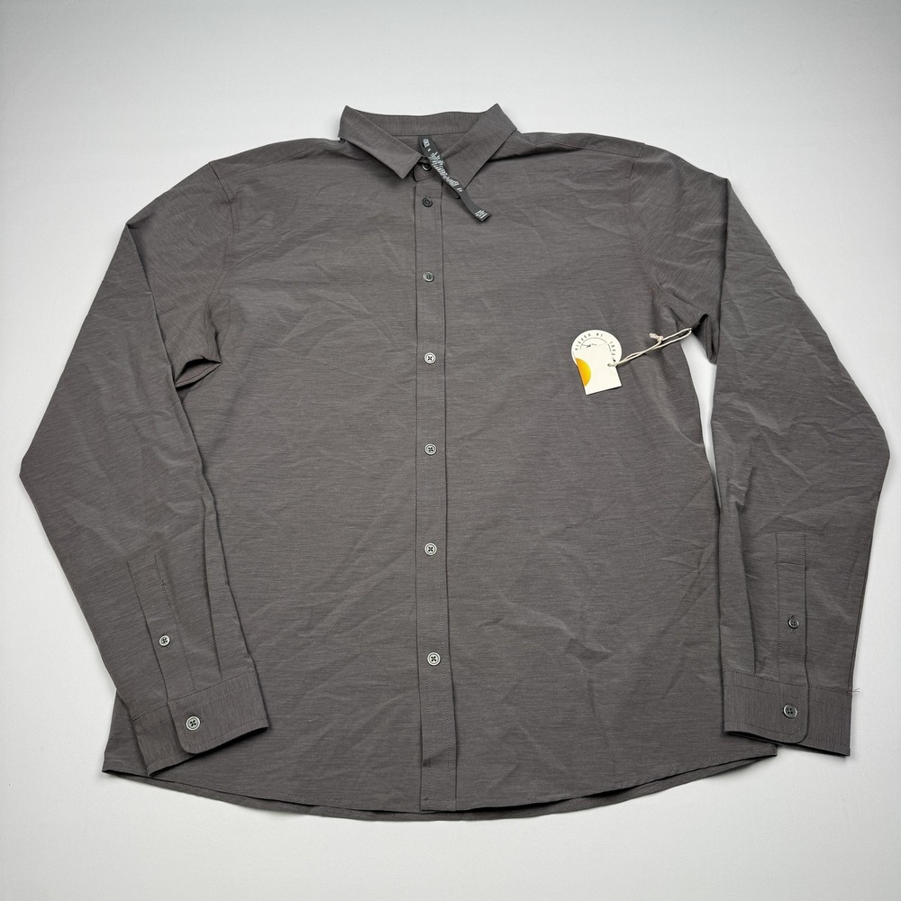 Vuori Bridge Shirt Mens XL Gray Solid Long Sleeve Button Up Stretch Woven V1002